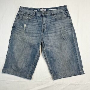 Urban Pipeline Men's Blue Denim Loose Straight Jean Shorts Size 34 Y2K 00s Jort